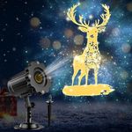 3D Dynamic Christmas Projector Lights Outdoor Indoor-2024 Upgrade Reindeer Christmas Decorations,Waterproof Holiday Projector Lights for Window Ground Roof Wall Yard Xmas Decor