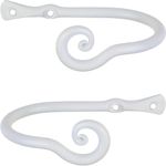 RTZEN White Small Curtain Holders for Wall - Farmhouse Curtain Hooks for Drapes - Creative White Curtain Tiebacks - Wrought Iron Drapery Curtain Holdbacks - Unique Metal Tie Backs for Curtains - 2 Pcs