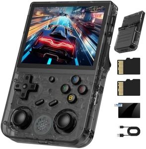 RG353VS Retro Gaming Console Handheld Game Console Linux System, 3.5 Inch IPS Screen Protector 64G TF Card, Preload 4452 Games RK3566 64bit Gaming Console 5G WiFi/4.2 Bluetooth(Black Transparent)