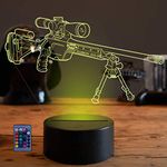 HPBN8 Ltd Creative 3D Sniper Rifle Gun Night Light USB Powered Touch Switch Remote Control LED Decor 3D Lamp 7/16 Colors Changing Children Kids Christmas Xmas Brithday Gift