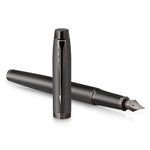 Parker IM Monochrome Fountain Pen | Gun Metal Finish and Trims | Fine Nib | Blue Ink | Gift Box