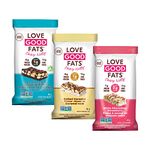 Love Good Fats Keto Protein Snack Bars - Chewy Nutty Variety Pack - 12-13g Good Fats, 7-8g Protein, 3-5g Net Carbs, 1-2g Sugar, Gluten-Free, Non GMO - Dark Chocolate Sea Salt Almond, Salted Caramel, White Chocolate Strawberry - 3 Flavours, 12 Pack