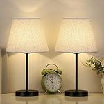 Table Lamps Bedside Lamps Set of 2 Desk Lamps Small Nightstand Lamps with Linen Fabric Lamp Drum Shade for Bedrooms Office Girl Kids