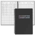 Accounting Ledger Book - A5 Check Register for Small Businesses & Personal Use, Account Book for Tracking Money, Expenses, Deposits & Balance, 5.8" x 8.6" (Black)