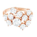 Certified Moissanite Cluster Ring, D-VS1 Quality, Diamond Moissanite Cocktail Ring For Women (Ready to Gift), 10K Rose Gold, Size:US 12.75