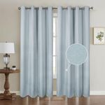 Duck Egg Blackout Curtains Light Blue for Bedroom Linen Faux Textured Eyelet 46×54IN Short Nursery Boys Girls Children Living Room Darkening Insulated Thermal 2 Panels Window Curtain