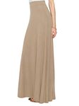 Lock and Love Women's Styleish Print/Solid High Waist Flare Long Maxi Skirt, Wb1434_taupe, Large