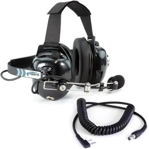 Rugged Radios H41-CF Carbon Fiber Style Behind The Head Two Way Radio Headset with CC-Ken Coil Cord Cable for 2-Pin Radios