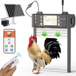 SARELLIT Automatic Chicken Coop Door Solar Powered WiFi Tuya App Electric Chicken Door Automatic Rolling Door with Remote Control Light Sensor Timer and Manual Chicken Door Automatic Door,Black