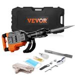 VEVOR 3500W Demolition Hammer, Jack Hammer Concrete Breaker, 1900 BPM Heavy Duty Electric Jack Hammer, 2pcs Chisel with Gloves & 360°C Swiveling Front Handle for Trenching, Black