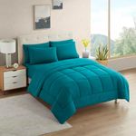 RV Short Queen Comforter Set for RV Camper - Comforter Set with Fitted & Flat Sheet, 4 Pillowcases - Tailored for RV Short Queen Beds - Cozy Essentials for Your RV Bedroom, RV Short Queen, Teal