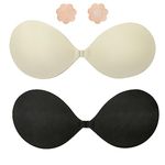 ENEChuoLi Strapless Bra Backless Adhesive Silicone Stick-on Seamless Push-up Invisible Bra for Low Back Dresses, Wedding Gowns, Prom, Formal Events