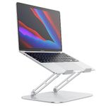 Laptop Stand, OMOTON Portable Foldable Aluminum Computer Riser for Desk, Adjustable Height Angle Notebook Holder Fit for MacBook Pro/Air, All Laptops and Tablets Up to 15.6" (Silver)