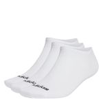 adidas Unisex Thin Linear 3 Pairs No Show Socks, White/Black, L