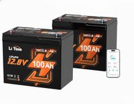 2packs LiTime 12V 100Ah LiFePO4 Lithium Battery with Bluetooth, Group 24, Built-in 100A BMS with Low-Temp Protection, Max.15000 Cycles, Perfect for RV, Solar System, Trolling Motor