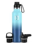 IRON °FLASK Sports Water Bottle - 710 ml, 3 Lids (Spout Lid), Vacuum Insulated Stainless Steel, Hot Cold, Modern Double Walled, Simple Thermo Mug, Standard Hydro Metal Canteen