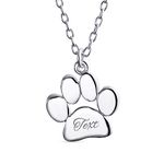 Personalized Initial Alphabet A-Z Dainty Dog Cat Pet Kitten Puppy Paw Print Pendant Necklace Animal Jewelry for Women Teen Polished .925 Sterling Silver with Chain Custom Engraved