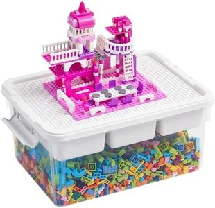 Citylife 17 QT Plastic Storage Box with Building Baseplate Lid and Removable Tray Craft Organizers and Storage Clear Storage Container for Organizing Bead, Tool, Sewing