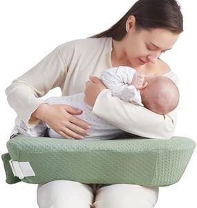 QSTEHEML Nursing Pillow - Deluxe Original for Breastfeeding and Bottle Feeding, Ergonomic Support for Mom and Baby, Adjustable Waist Strap, Removable Cover, Memory Foam, Green