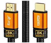 IBRA 2.1 Orange HDMI Cord 8K Ultra High-Speed 48Gbps Lead | Supports 8K@60HZ, 4K@120HZ, 4320p, Compatible with Fire TV, 3D Support, Ethernet Function, 8K UHD, 3D-Xbox PlayStation PS3 PS4 PC etc- 10Ft