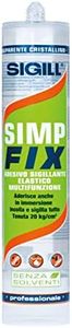 SIGILL, Simp Fix Trasparente, Adesivo e Sigillante Ibrido Monocomponente, Made in Italy, Aderisce anche su Superfici Bagnate e Garantisce la Massima Tenuta, Cartuccia da 290 ml