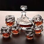 Whiskey Decanter Set, 7-Piece Crystal Whiskey Glass Set Mens Gift, Premium Liquor Decanter with 6 Exquisite Cocktail Glasses for Rum, Scotch or Bourbon, Dishwasher Safe