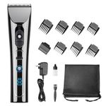 Hair Clippers, Cordless Rechargeable Hair Trimmer for Men, Hair Cutting Kit with Titanium Ceramic Blade, LED Display 2000mAh Lithium Ion and 8 Guide Comb