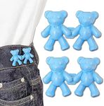 HEAVY DRIVER® 2pcs Cute Bear Button Pins for Jeans Adjustable Teddy Bear Button Pins Waist Buckle for Loose Jeans Pants, Detachable Buttons for Jeans Waist Buckle No Need Sewing Waist Tightener Clip (Bear Blue)