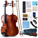 Violin 4/4 Full Set,Beginner Violin for Adults,Kids,Students,4/4 Violin with spruce,maple and ebony accessories,Full Size Violin with 13 pieces for Beginner Ages 11+,Performers Gift (Natural-A)