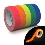 Glow X Fluorescent neon Gaffer Tape - 5 Pack. Cloth matt Finish is Reactive Under UV Blacklight. Great for Glow Parties and Art Projects. Each roll is 18 feet by .5 inches.