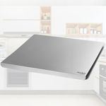 Herrlich Homes Compact Stainless Steel Chopping Board with Lip for Kitchen | Usable from Both The Side | Round Smooth Edge | for Cutting Vegetables, Meat,Fish,Fruits | 35 x 30 cm