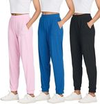 3 Pack Womens Pants Athletic Sweatpants Joggers Yoga Pajama Hiking Golf Gym Lounge Casual Pockets Sleep Activewear Running Summer Workout High Waisted Teen Active Athleisure Ribbed Ladies PJ