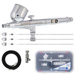 Master Airbrush Brand G233-SET Multi-Purpose Precision Dual-Action Gravity Feed Airbrush Pro Kit, Now Includes a (FREE) 6 Foot Air Hose and a (FREE) How to Airbrush Training Book to Get You Started, Published Exclusively By TCP Global.