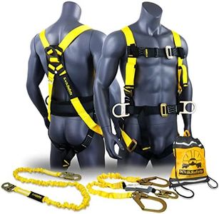 KwikSafety (Charlotte, NC) HURRICANE KIT | 3D Full Body Back Support Safety Harness, 6' Lanyard, 3' Anchor ANSI OSHA PPE Fall Protection Arrest Restraint Equipment Universal Construction Roofer Bucket