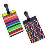 EQLEF Lovely Secure Luggage Tags PVC Suitcase Luggage Tags Business Card Holder/Travel ID Bag Tag (2 Pcs Colored Striped Luggage Tags)