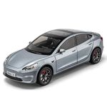 VARIYA ENTERPRISE® 1/24 Big TESLA MODEL 3 Toy Car Metal Pull Back Diecast Car with Openable Door and Sound Light, Gifts Toys for Kids【 GREY 】