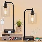 Modern Table Lamp Set of 2, Table Lamps for Bedrooms, 3-Way Dimmable Bedside Lamps Set of 2, Touch Lamp with USB Charging Port and Outlet, Night Lamp for Bedroom, Nightstand Lamp, Bulbs Included