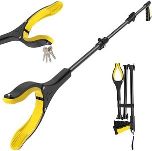 44 Inch Extra Long Grabber Reacher Tool，Foldable Trash Pick Up Stick for Seniors with Strong Grip Magnetic，360°Rotating Anti-Slip Jaw 4" Wide Claw Opening,Hand Grabber for Reaching