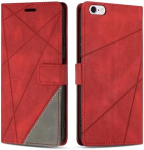 SONWO Coque pour iPhone 6s Plus/iPhone 6 Plus, Protection Housse Etui en Cuir PU Portefeuille avec Emplacements Cartes et Fonction Support pour iPhone 6s Plus/iPhone 6 Plus, Rouge