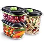 FoodSaver FFC026X Preserve & Marinate Vacuum Containers | 700 ml, 1.2 L & 1.8 L | Airtight BPA-Free Food Containers | Leak-Proof | Dishwasher-Safe | 3 Count, Transparent / Black