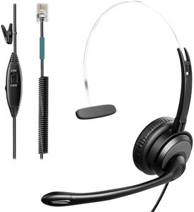 Phone Headsets for Office Phones, Mono RJ9 Headset Corded Telephone Headset w/Noise Canceling Mic for Phones Landline Office Compatible with Polycom, Plantronics, Nortel, Toshiba, Mitel, ShoreTel