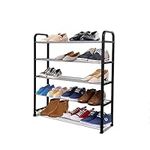 ACCURATE 5 Tier Shoe Rack Organiser, Heavy duty storage unit, Quick Assembly No Tools Required, Holds up to 15-20 pairs, 71CM (L) X 18CM (W) X 76CM (H) (BLACK)