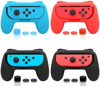 FASTSNAIL 4 Pack Grips Kit Compatible with Nintendo Switch for Joy Con, Wear-Resistant Grip Controller for Joy con & OLED Model with 12 Thumb Grip