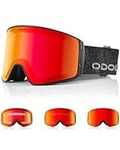 Odoland Photochromic Ski Goggles for Sunny and Cloudy Days, Anti-Fog OTG UV400 Protection Cylinder Snowboard Goggles for Adult Men Women Youth, Helmet Compatible for Skiing Snowboard BR