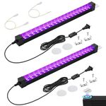 395NM Black Light Bar 15W, UV Blacklight Strip for Glow Party, Linkable LED Black Lights with ON/Off Switch, for Uranium Glass Curio Dispaly Cabinetry Halloween, 2Pack