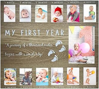 Coco Delish Baby's First Year Picture Frame, 12 Month Milestone Photo Wall Collage for Newborn Baby, Keepsake Idea for Birthday, New Mom Dad, Shower, Christening, Christmas, Grandparents, brown