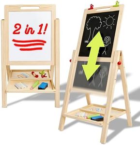 Kidaddle 2-in-1 Double Sided Kid's Easel, Tabletop Art Easel for Toddlers 2-4, Toddler Chalk Board for Children, Kid Art Easel, Arts Easel for Toddlers 2-4 Years, Painting Kit Kids