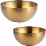 Dadamong Stainless Steel Salad Bowls, Mixing Bowls, Nesting Bowls, Snacks Bowls, Serving Bowls for Mixing, Cooking, Baking, Prepping, Set of 2, Small & Large - 5.9 & 7.9 Inch (Gold)