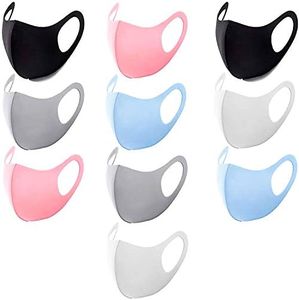 10 PACK Face Covers with Elastic Ear Loop Cover Full Face Anti-Dust, Unisex, Washable and Reusable for Men and Women, soft on the face and skin (Colorful)