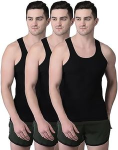 Dollar Bigboss Men's Pack of 3 Solid Cotton Regular Vest, Black - Medium